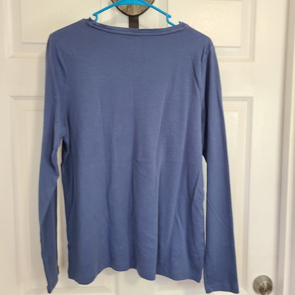 (386) Kim Roger's Woman's Long Sleeve Activewear Crewneck T-Shirt, Size: L Blue - Picture 13 of 13